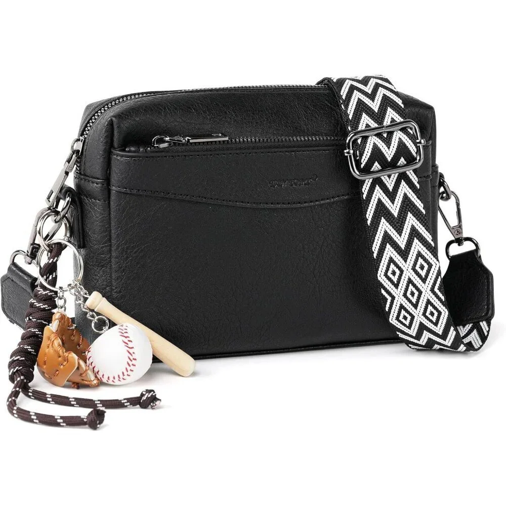 Crossbody Purse Women Vegan Leather Small Zip Adjustable Shoulder Bag